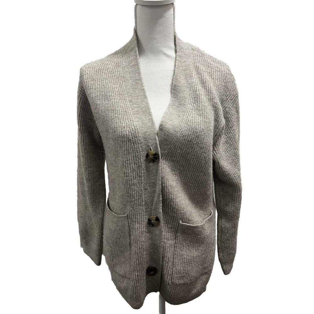 H&M Tan Brown Long Sleeve Button Up Cozy Cardigan Sz XS